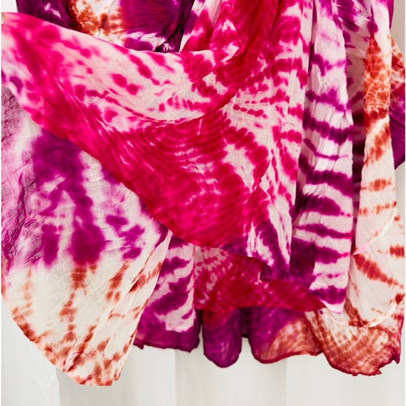 RAGA - Boho Spaghetti Strap Tie Dye Babydoll Dress Crocheted Trim  Mediu… - Picture 6 of 12
